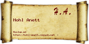 Hohl Anett névjegykártya